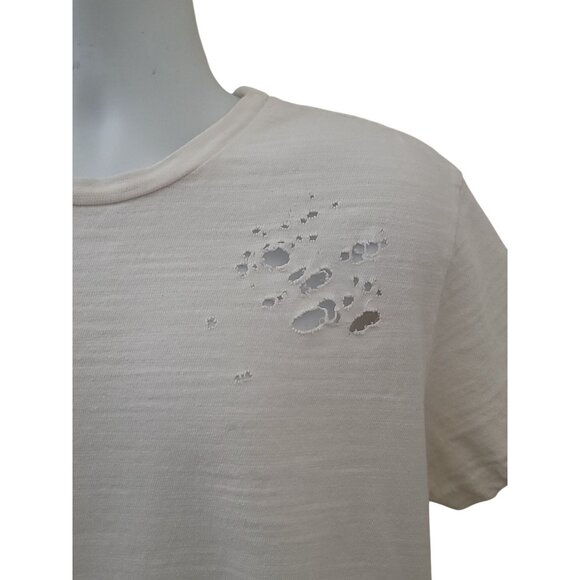 AllSaints ARCHIE Oversized Distressed White Cotton Crewneck Short Sleeve Tee XS - Picture 3 of 9